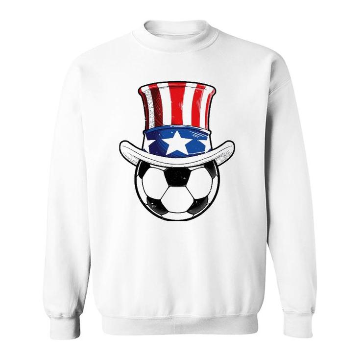 Soccer Uncle Sam 4Th Of July Kids Boys American Flag Funny Sweatshirt
