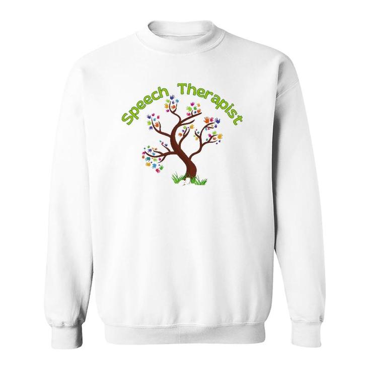 Speech Therapist Slp Therapy Special Needs Hands Tree Sweatshirt