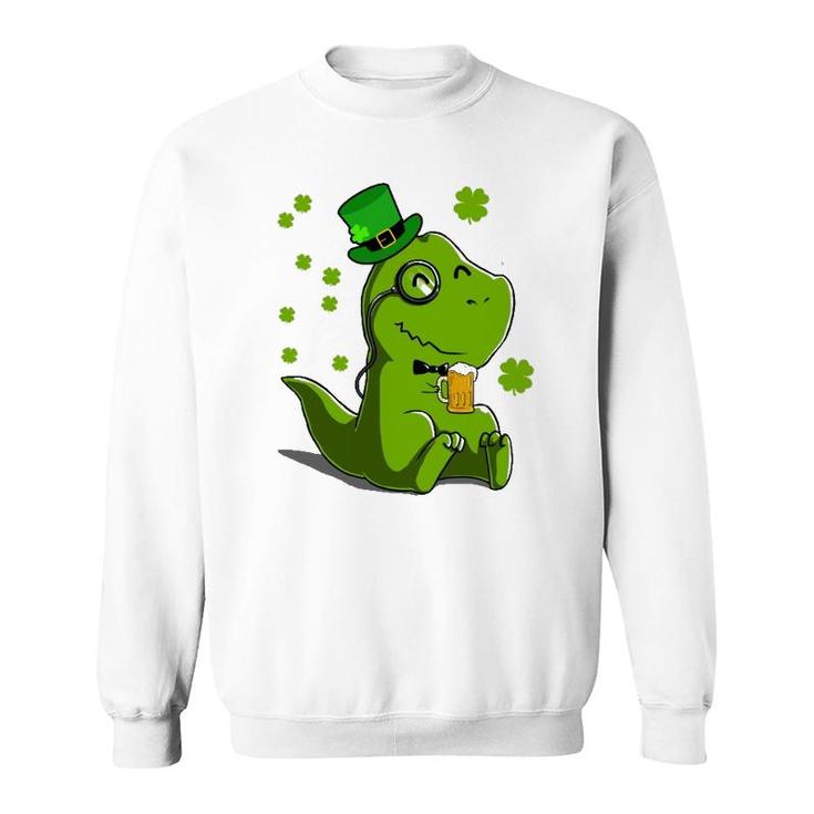St Patrick's Day Irish Leprechaun Dinosaur T Rex Beer Sweatshirt