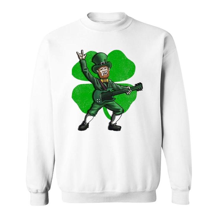 St Patrick's Day Rock And Roll Leprechaun Guitar Sweatshirt