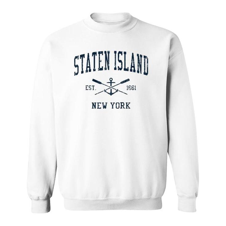 Staten Island Ny Vintage Navy Crossed Oars & Boat Anchor  Sweatshirt