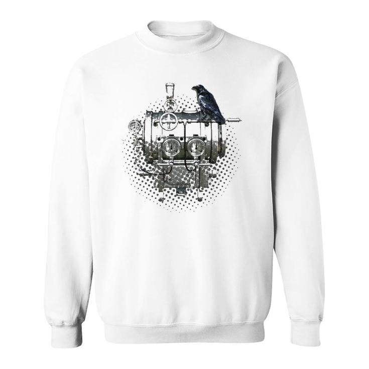 Steampunk Crow Of Mechanical Machines Sweatshirt