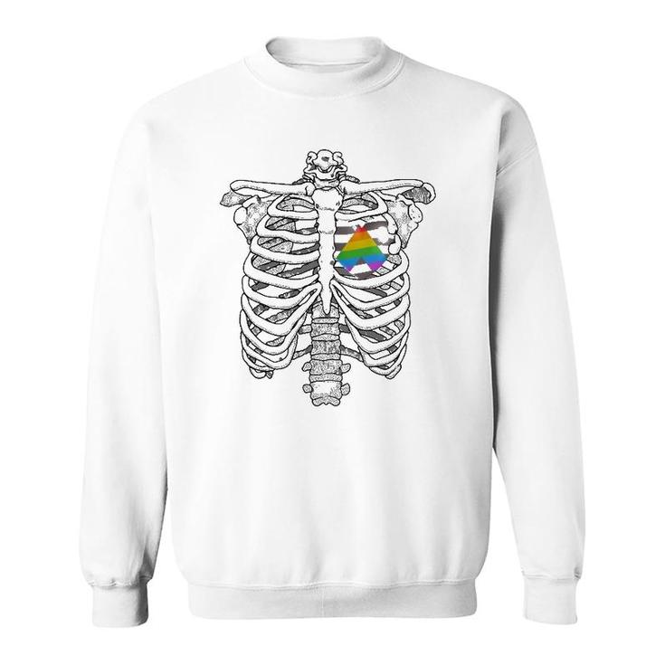 Straight Alliance Ribcage Gift For Straight Ally Pride Flag Sweatshirt