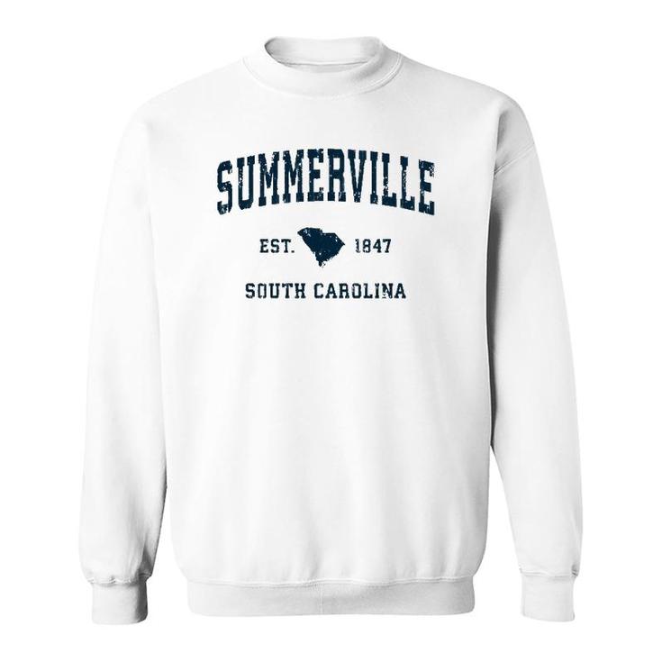 Summerville South Carolina Sc Vintage Sports Navy Print Pullover Sweatshirt