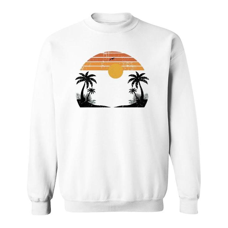 Sunshine Summer Vibes Palm Trees Beach Retro Tropical Summer Sweatshirt