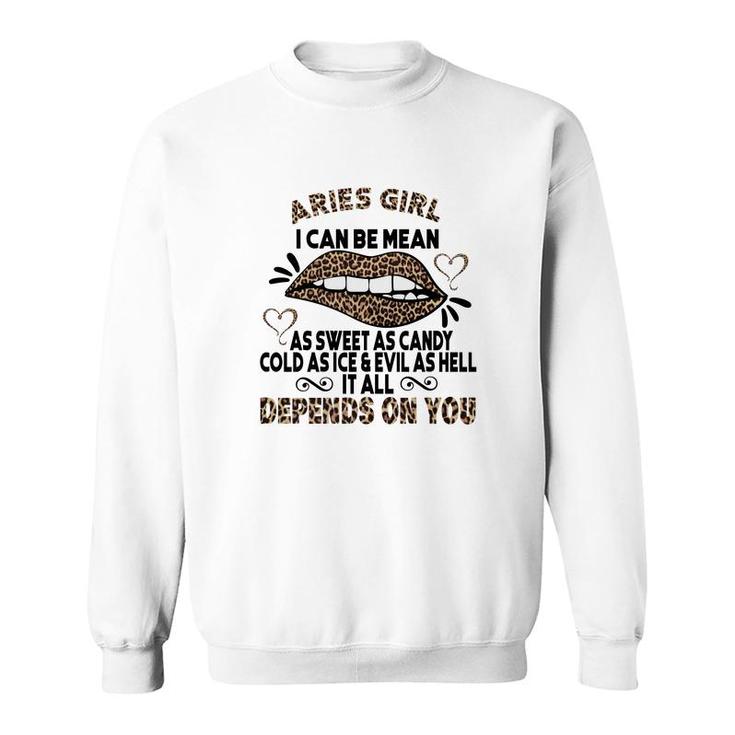 Sweet As Candy Cold As Ice Aries Leopard Aries Girls Birthday Gift Sweatshirt