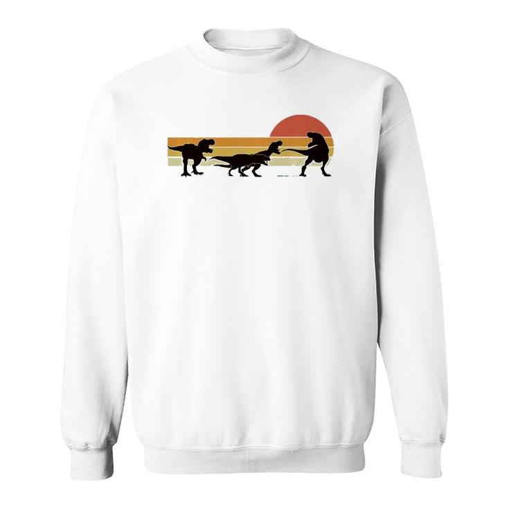 T-Rex Dinosaur Three Retro Sunset -Rex  Sweatshirt