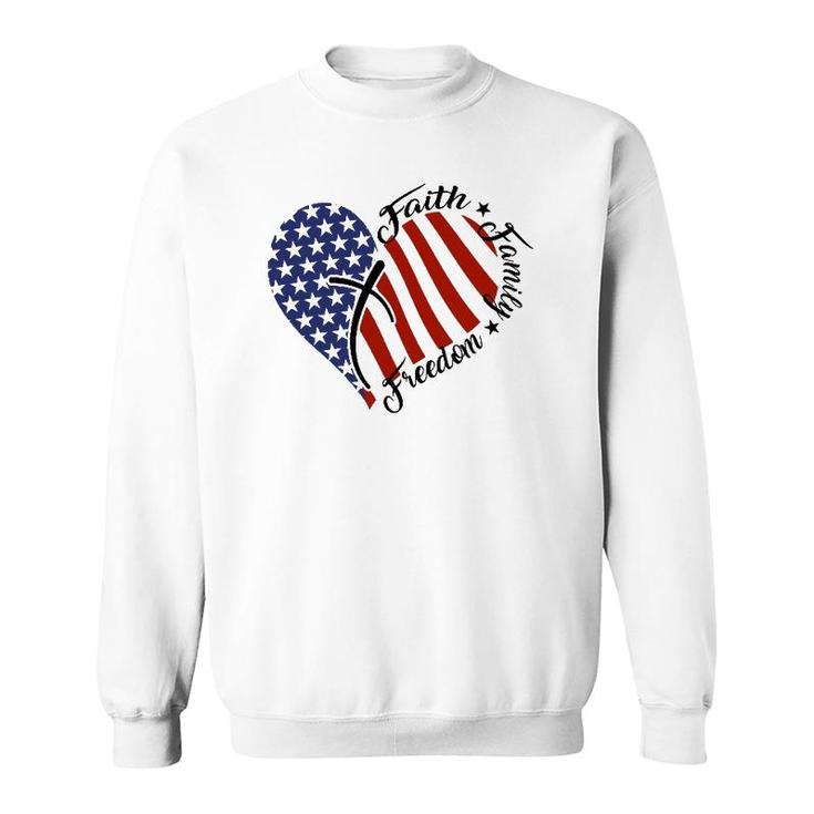 Th Heart Patriotic America Flag Christian Cross Costume Sweatshirt