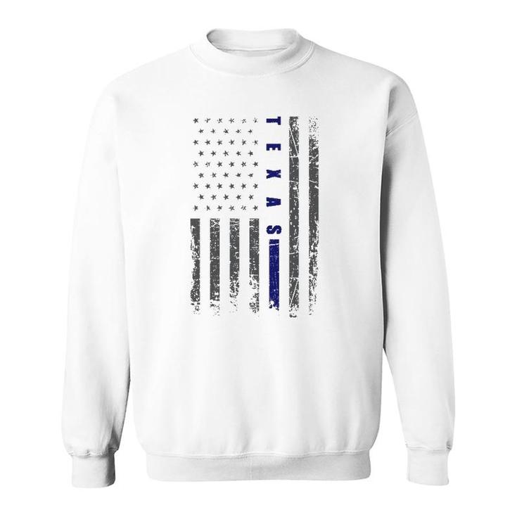 Thin Blue Line Us Flag Texas Souvenir Thin Blue Line Sweatshirt
