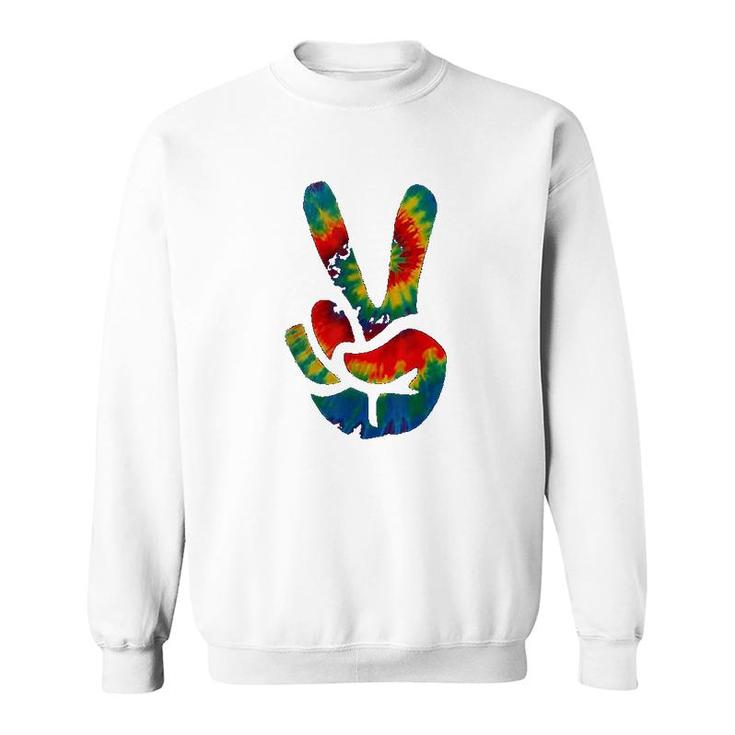 Tie Dye Peace Sign Hand Hippies V Sweatshirt