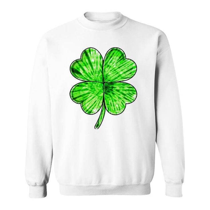 Tie Dye Shamrock Lucky Four-Leaf Clover St Patrick's Day Sweatshirt