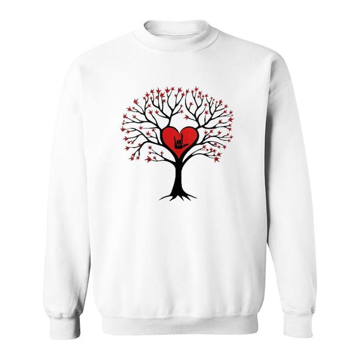 Tree Hearts I Love You Asl Sign Language Valentine's Day Sweatshirt