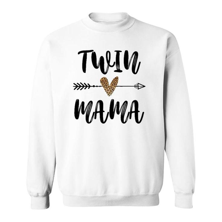 Twin Mama Mother's Day Funny Leopard New Mom Of Twins Sweatshirt