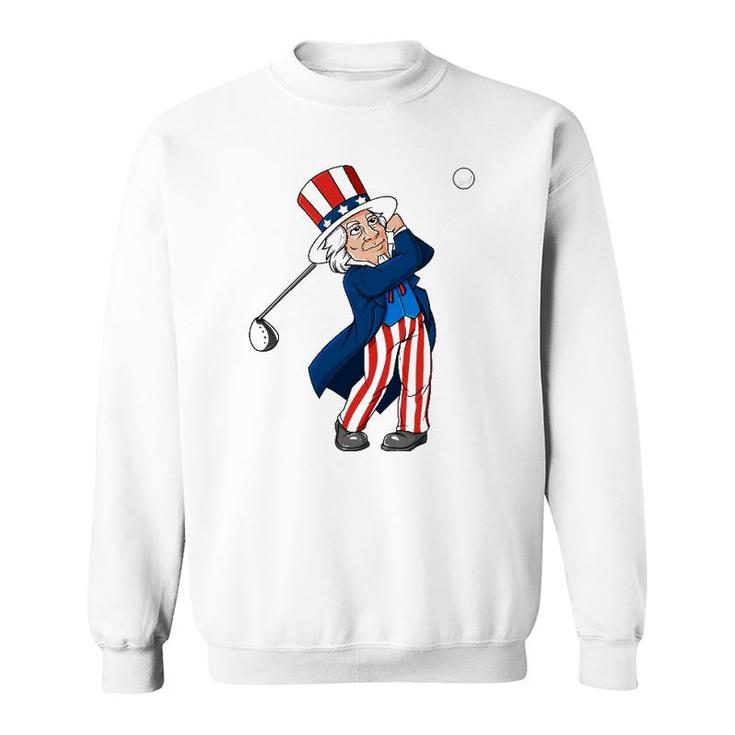 Uncle Sam Golfing 4Th Of July Patriotic Boys Kids Teens Golf Sweatshirt