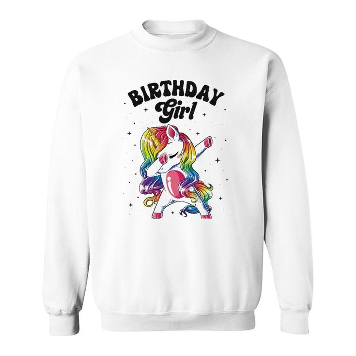 Unicorn Dabbing Birthday Girl Kids Rainbow Dab Dance Squad Sweatshirt