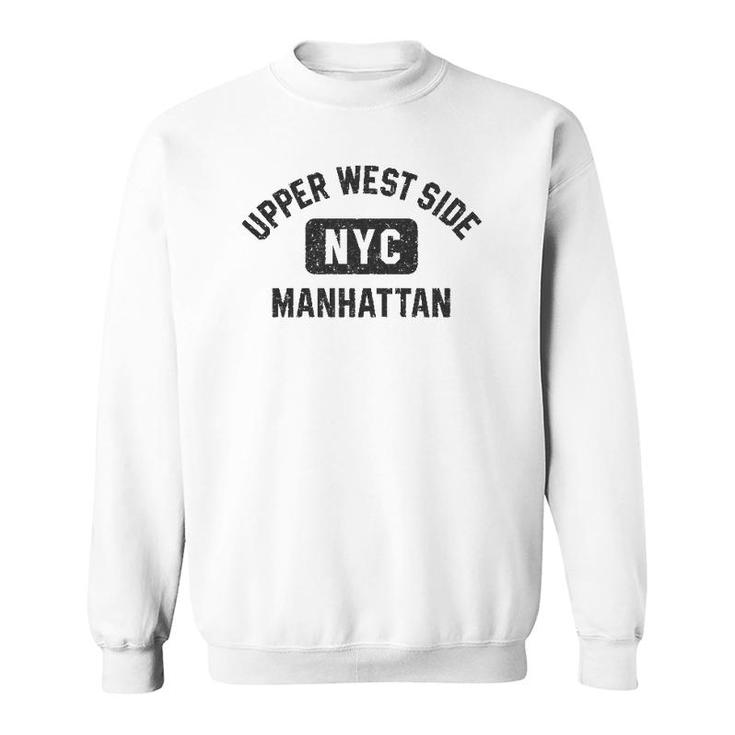Upper West Side Nyc Gym Style Black W Distressed Black Print  Sweatshirt