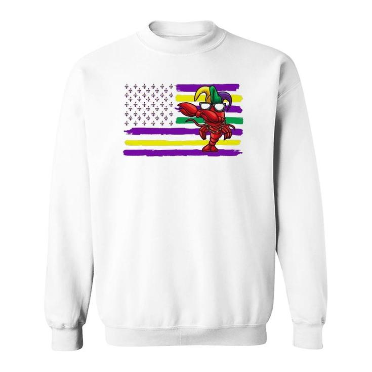 Usa Flag Crawfish Mardi Gras Gift Sweatshirt