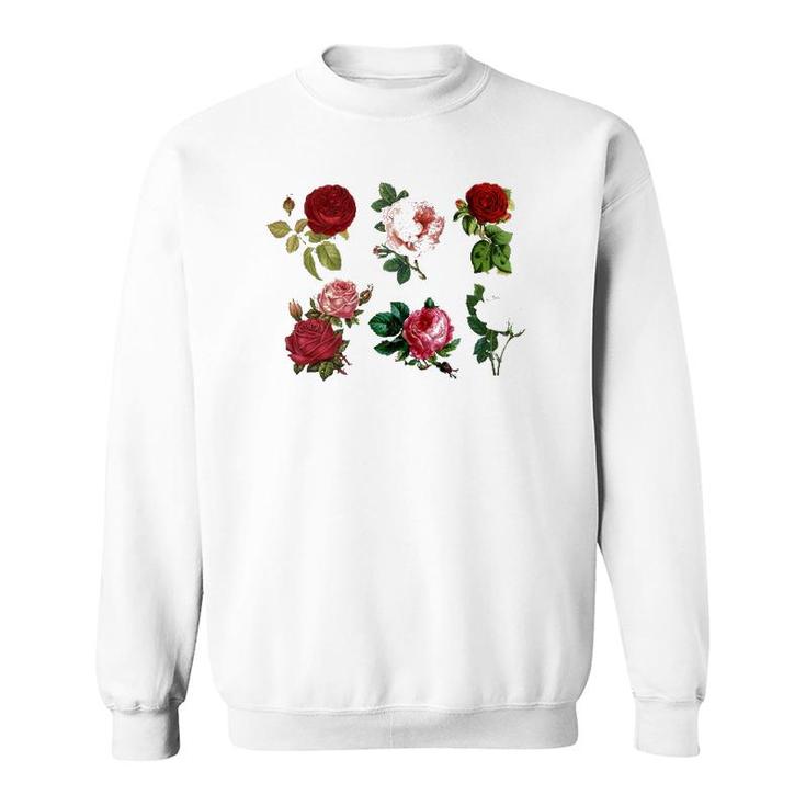 Vintage Aesthetic Botanical Roses Floral Flowers Retro Boho Sweatshirt