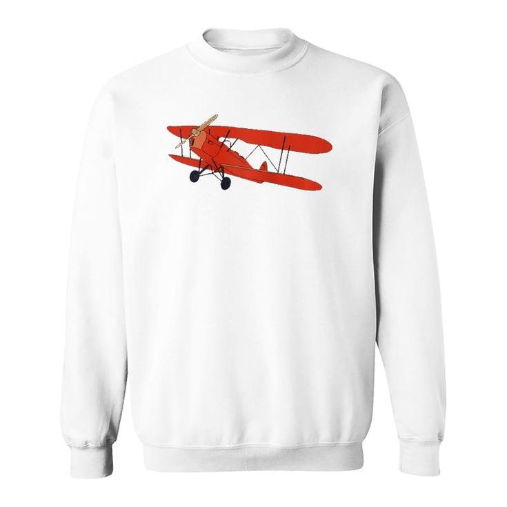 Vintage Airplane Aviation Pilot Retro Red Aircraft  Sweatshirt