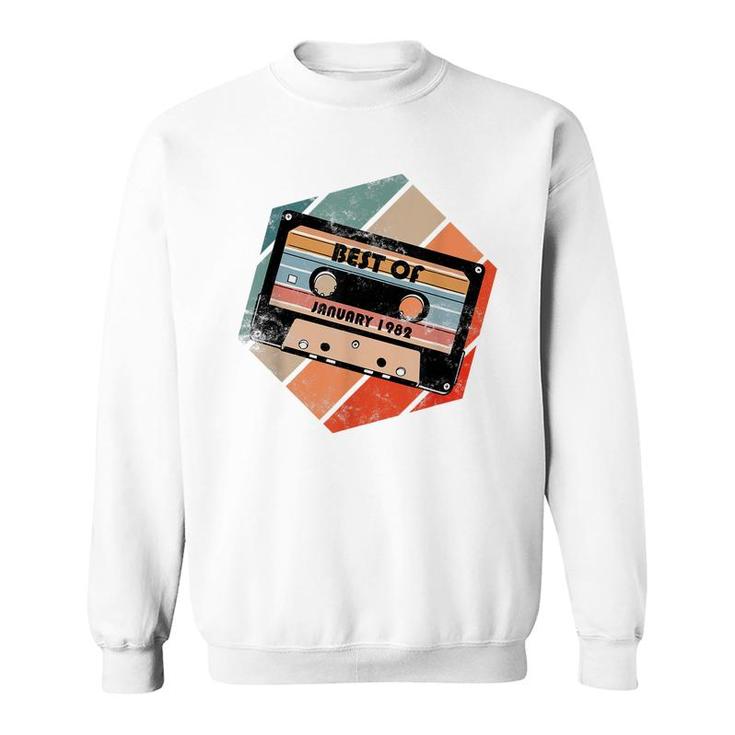 Vintage Best Of January 1982 Cassette Retro Birthday Tape  Sweatshirt