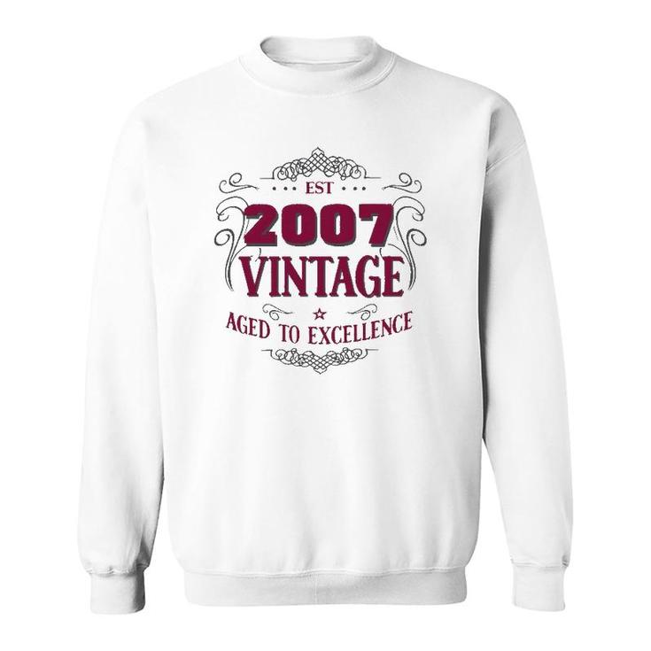 Vintage Est 2007 Birthday Gifts For Men & Women Sweatshirt