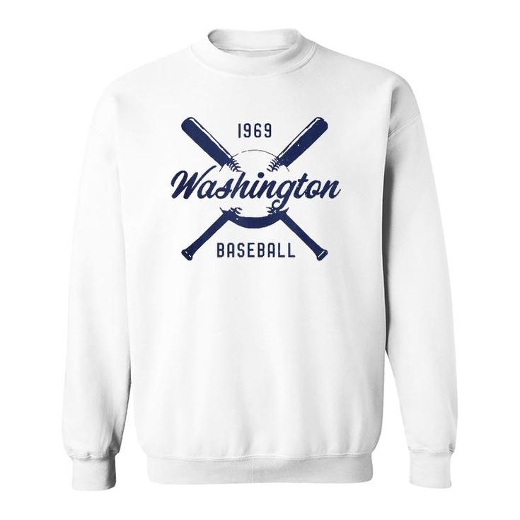 Vintage-Look Distressed Washington 1969 Baseball Usa  Sweatshirt