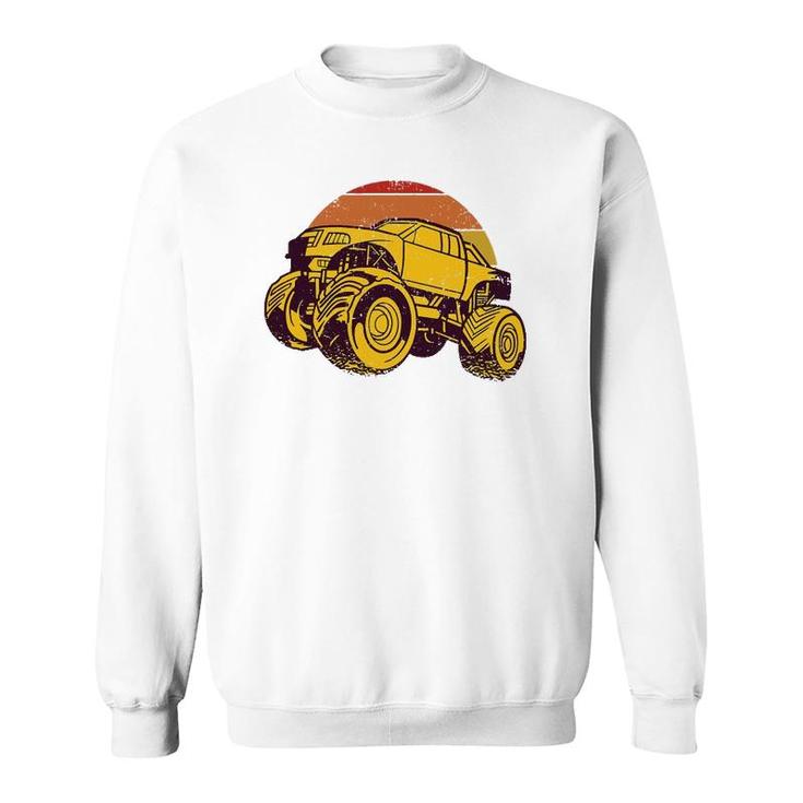 Vintage Monster Truck Retro Sunset Vintage Distressed Design Sweatshirt