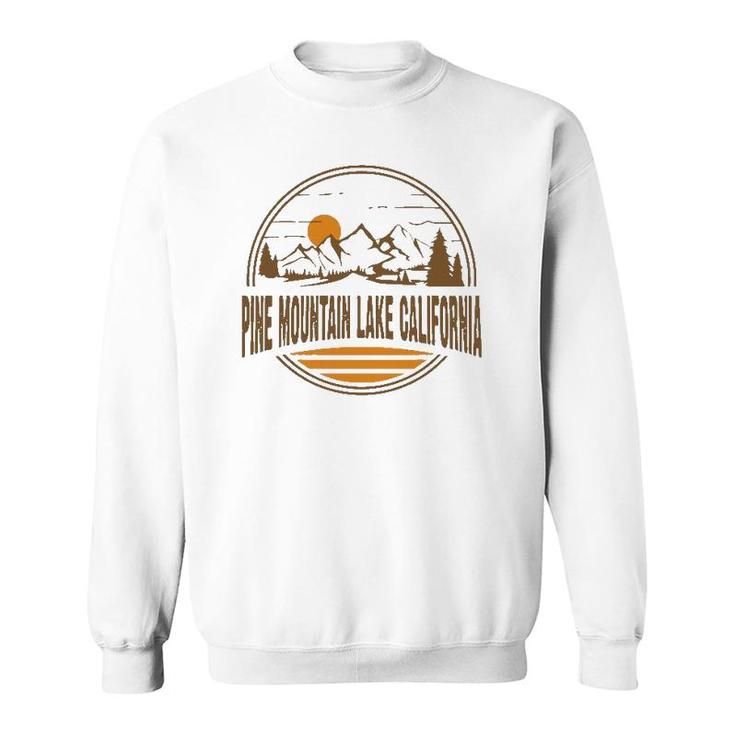 Vintage Pine Mountain Lake California Mountain Hiking Print Pullover Sweatshirt