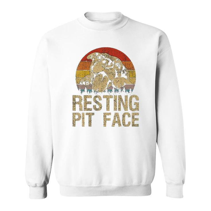 Vintage Pitbull Resting Pit Face  Funny Pitbull Lovers Sweatshirt