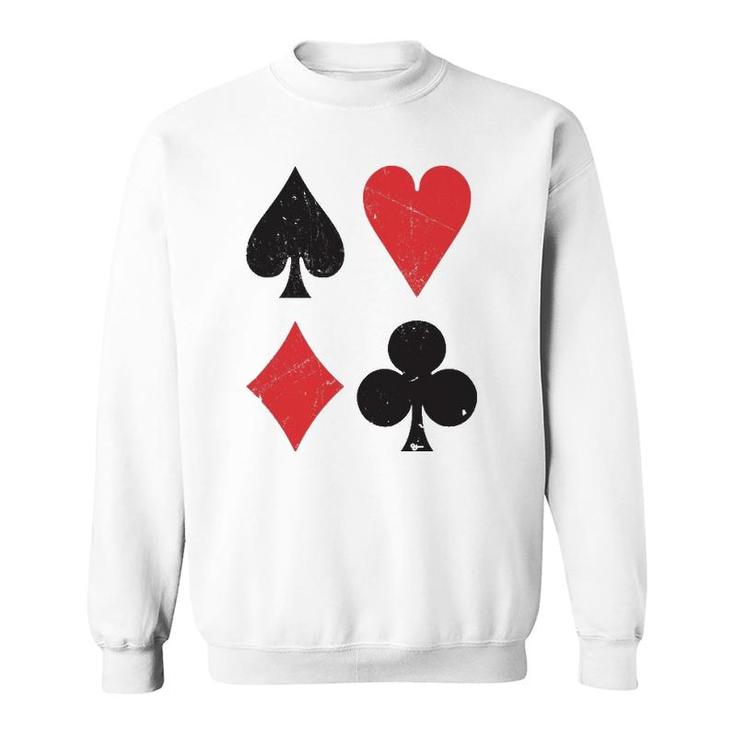 Vintage Playing Card Symbols Spades Hearts Diamonds Clubs Sweatshirt