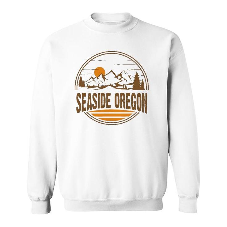 Vintage Seaside, Oregon Mountain Hiking Souvenir Print Sweatshirt