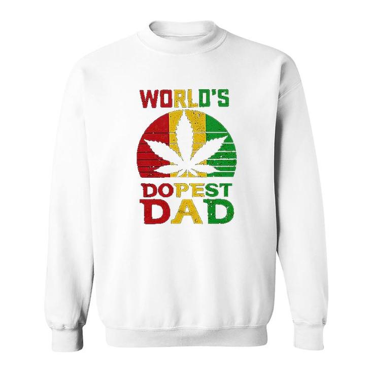 Weed Three Color Worlds Dopest Dad  Funny Leaf Fashion For Men Women Sweatshirt
