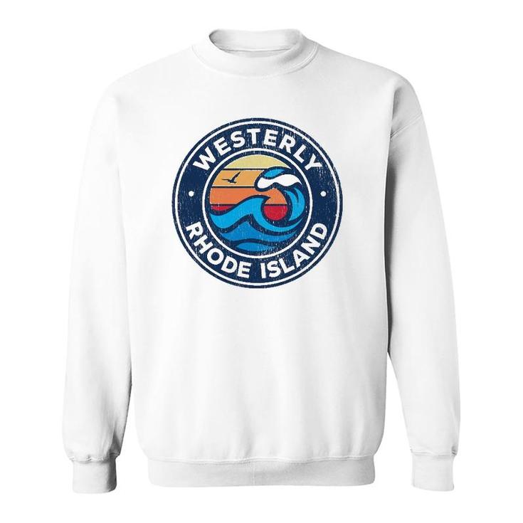 Westerly Rhode Island Ri Vintage Nautical Waves Design Sweatshirt