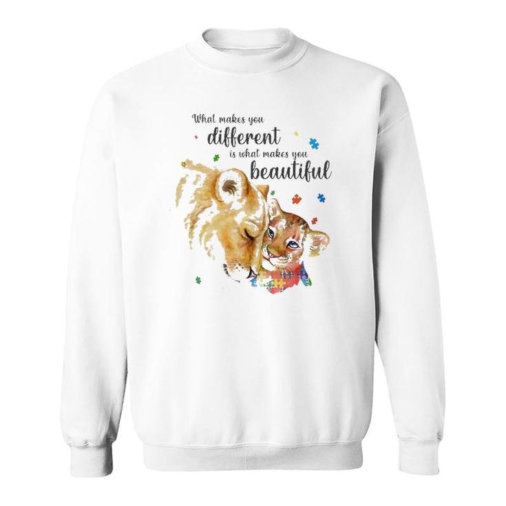 What Makes You Different Lion Mom Autism Child Awareness Sweatshirt