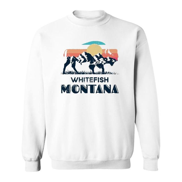 Whitefish Montana Vintage Hiking Bison Nature Sweatshirt