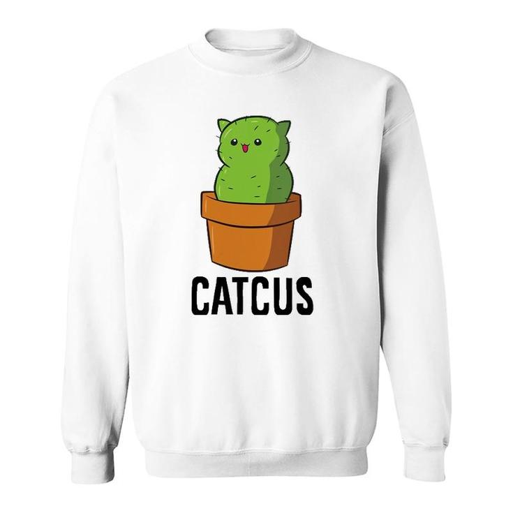 Womens Cactus Cat Mexican Cactus Cinco De Mayo Catcus V-Neck Sweatshirt