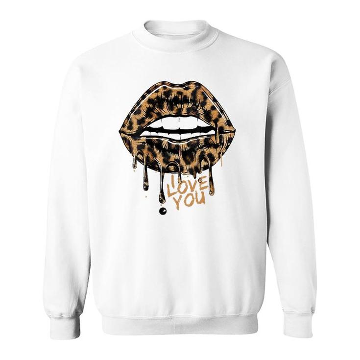Womens Cool Leopard Print Bite Cheetah Mom Mouth Sexy Leopard Lips Sweatshirt