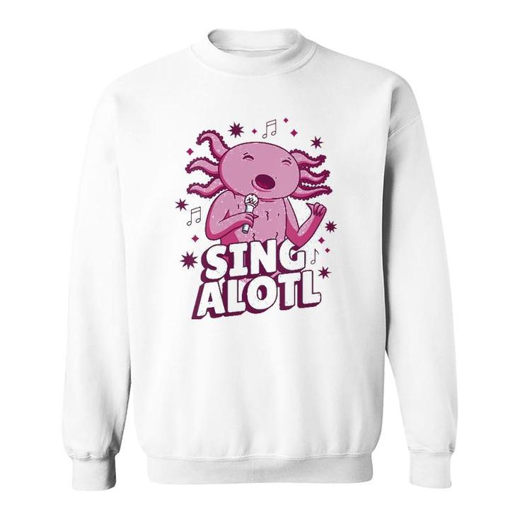 Womens Funny Cute Kawaii Singalotl Axolotl V-Neck Sweatshirt