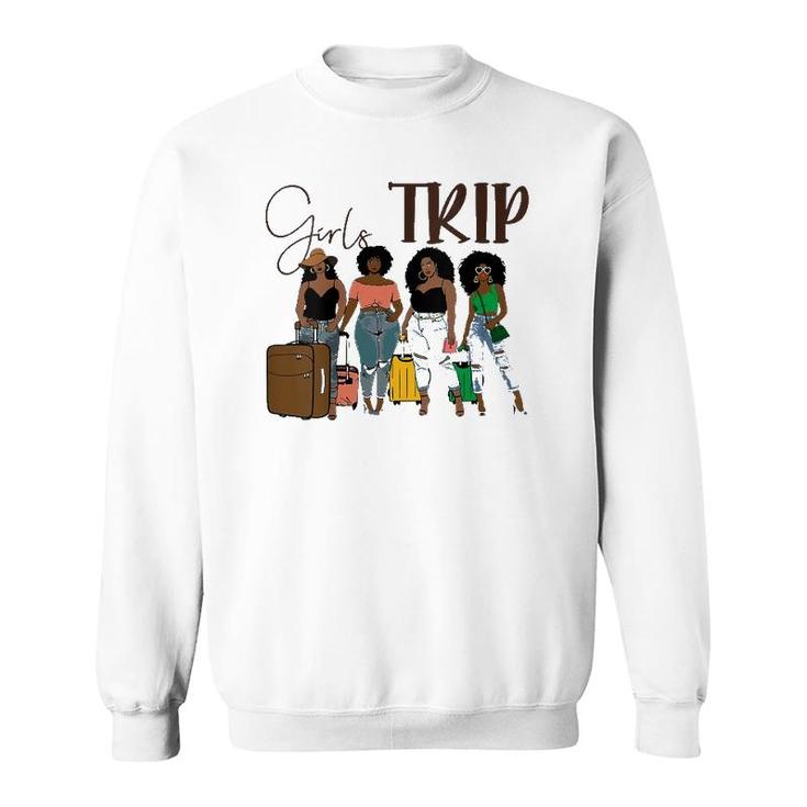 Womens Girls Trip Black Women Queen Melanin African American Pride V-Neck Sweatshirt