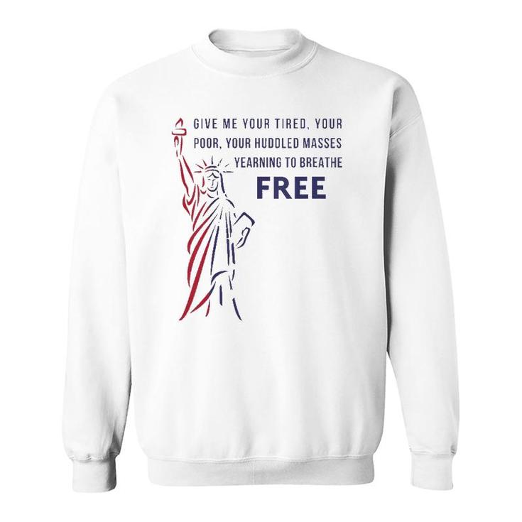Womens Give Me Your Tired, Poor, Huddled Masses Quote V-Neck Sweatshirt