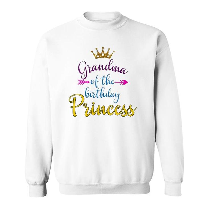 Womens Grandma Of The Birthday Princess Matching Family  Sweatshirt
