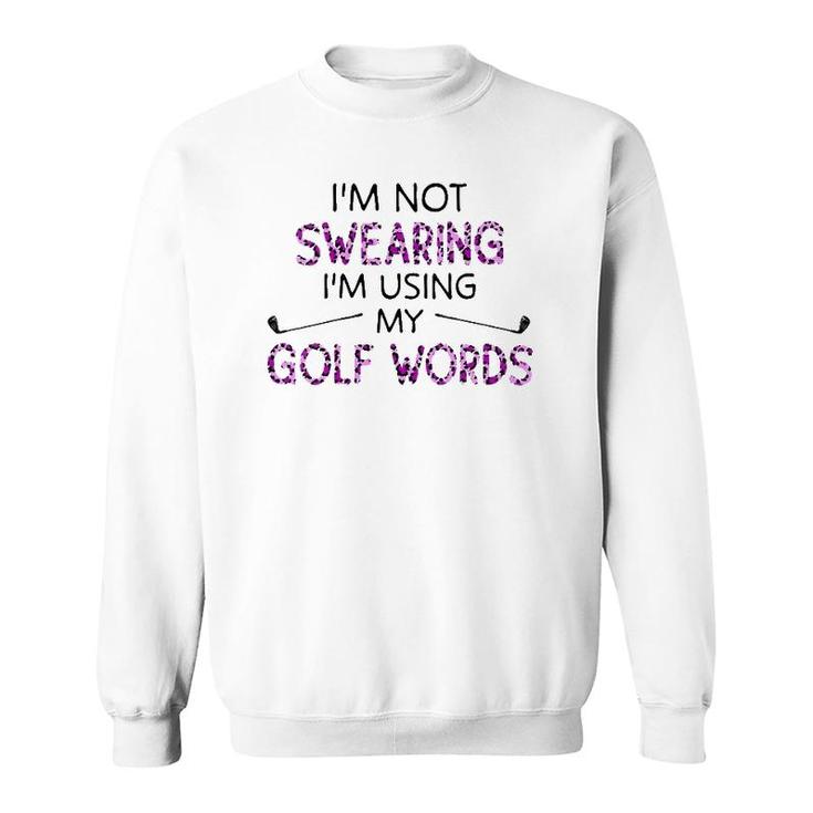 Womens I'm Not Swearing I'm Using My Golf Words Purple Leopard V-Neck Sweatshirt