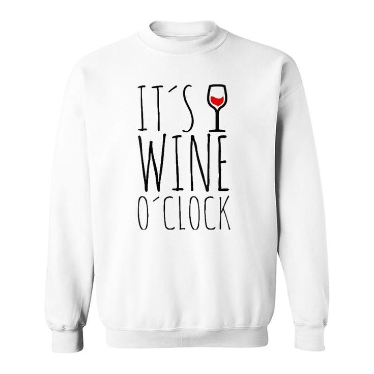 Womens It's Wine O'clock Time Red Wine Sweatshirt