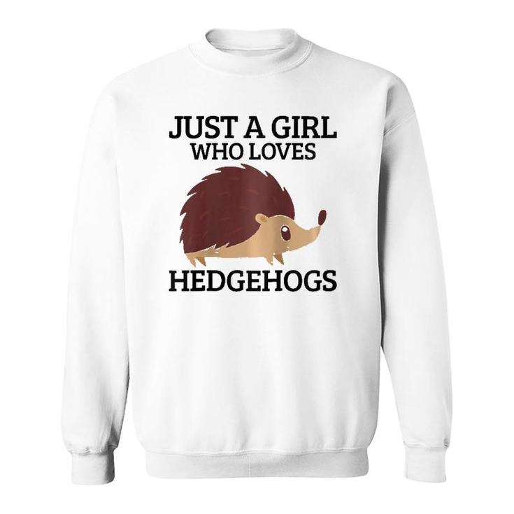 Womens Just A Girl Who Loves Hedgehogs Hedgehog Mom Funny Cute Gift Raglan Baseball Tee Sweatshirt