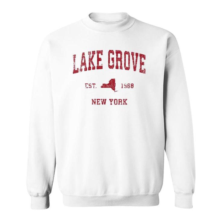 Womens Lake Grove New York Ny Vintage Sports Design Red Print  Sweatshirt