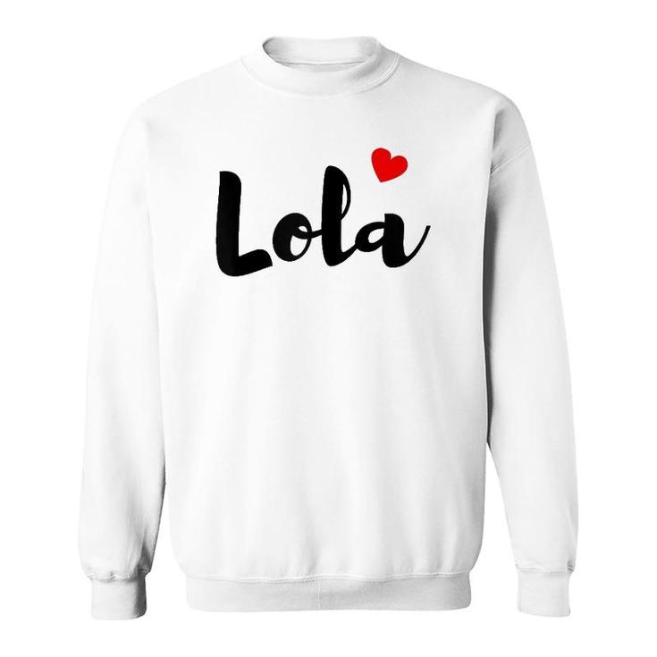 Womens Lola Red Heart Grandmother Filipino Black Text Sweatshirt