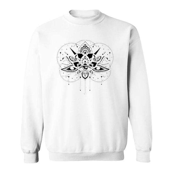 Womens Lotus Flower Evil Eye Mandala V-Neck Sweatshirt | Mazezy UK