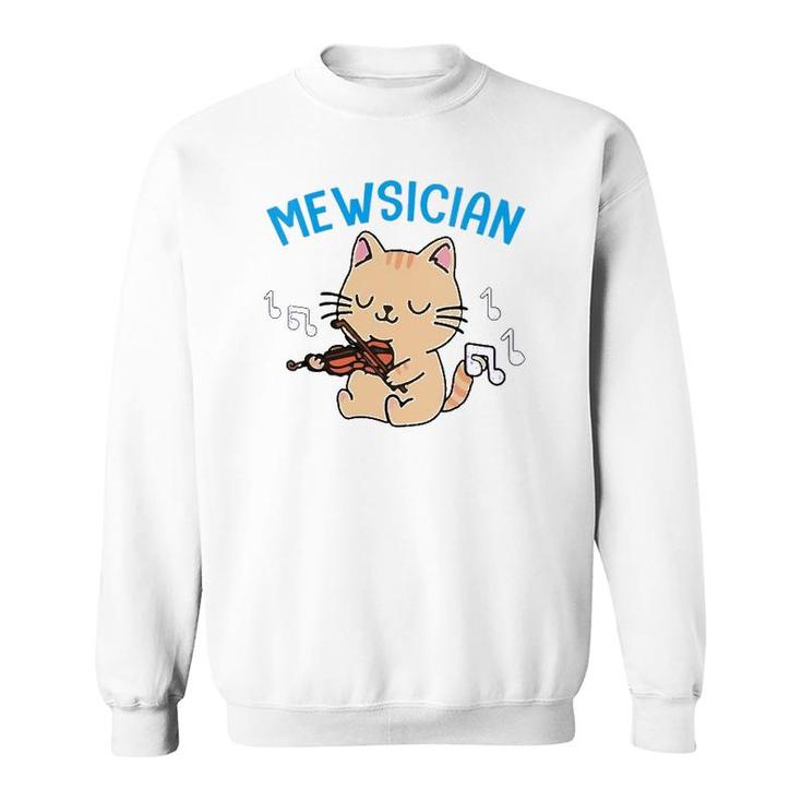 Womens Mewsician Gift For Cat Lover Music Lover Cat Mom Musician V-Neck Sweatshirt
