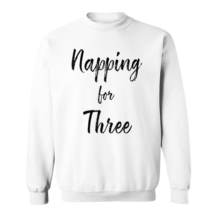 Womens Napping For Three , Funny Twin Pregnancy, Gifts For Mom V-Neck Sweatshirt