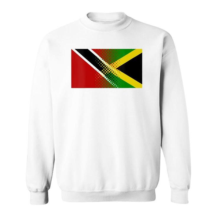 Womens Proud Jamaican Trinidadian Gift Trinidad And Jamaica Flag V-Neck Sweatshirt